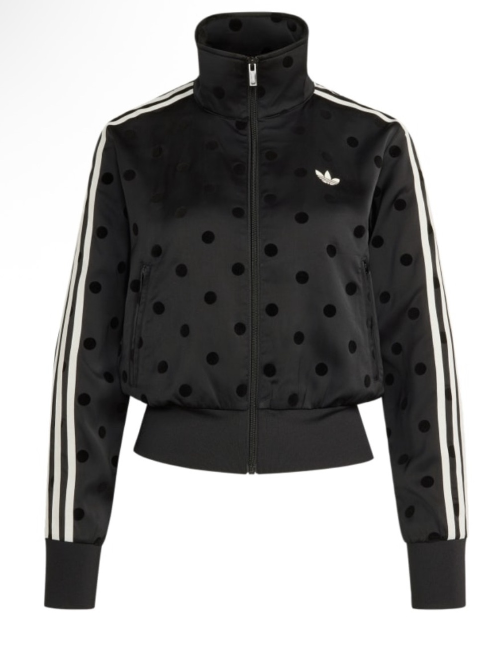 adidas Black Polka Dot Bomber Jacket with White Stripes